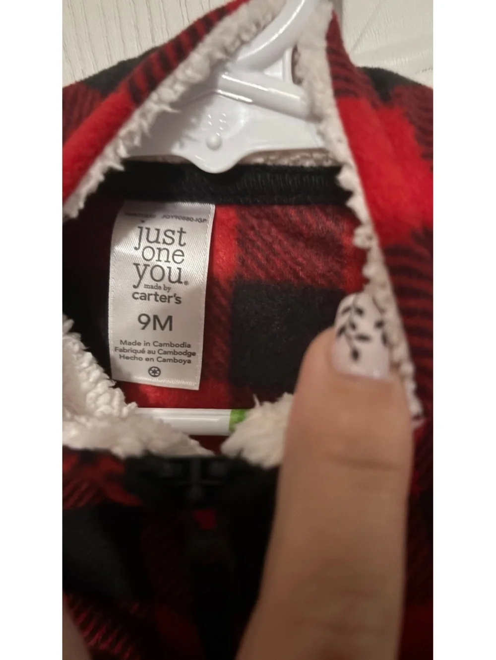 Just One You by Carter's Baby Fleece Pullover 9M Red and Black Plaid